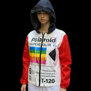 Polaroid Camera Jacket Size Small Windbreaker Advertising Lightweight Retro Hood